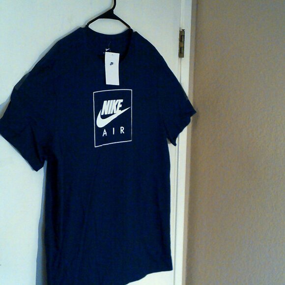 NEW NIKE SPORTSWEAR "Air Box Logo Tee" MEN'S NAVY WHITE T-SHIRT XL DR0520-419 - Picture 3 of 5